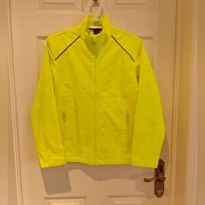 BNWOT HARRITON SOFT SHELL UTILITY JACKET BRIGHT NEON YELLOW UNISEX